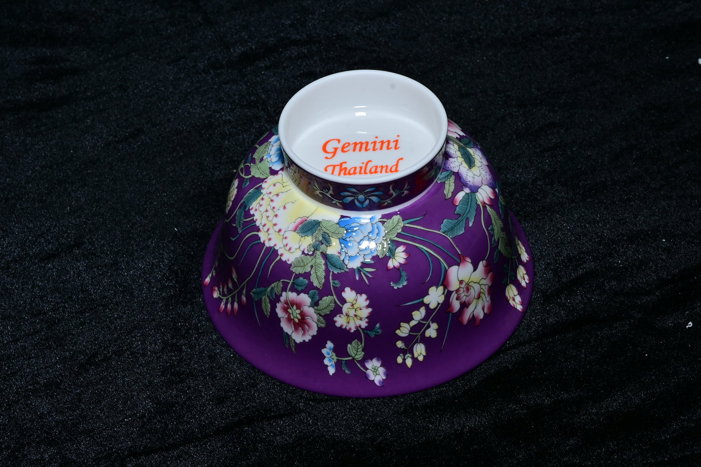 Gemini Thailand Black Floral Porcelain Decorative Bowl – Elegant Peony Edition