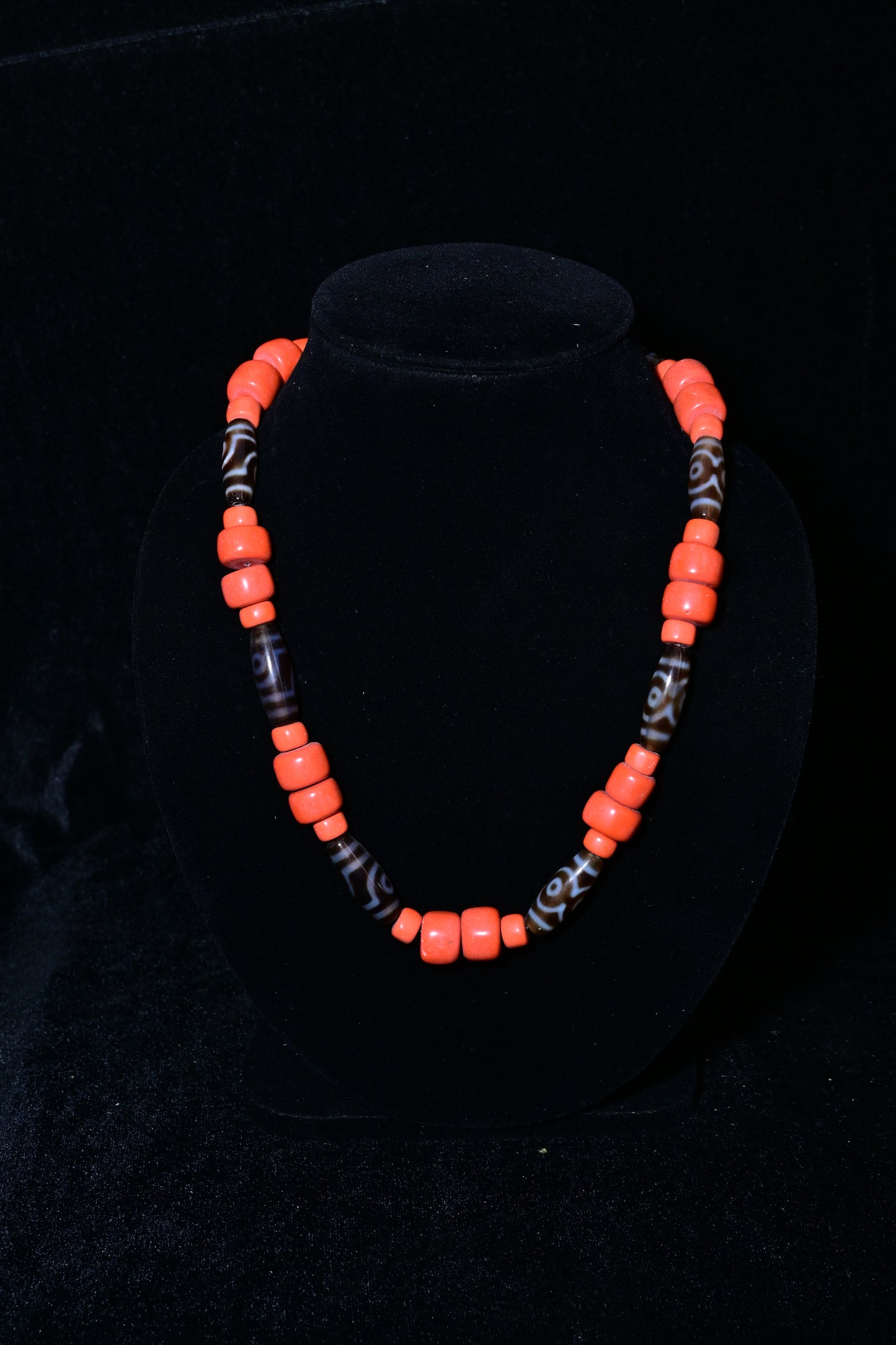 Coral Dzi Bead Statement Necklace