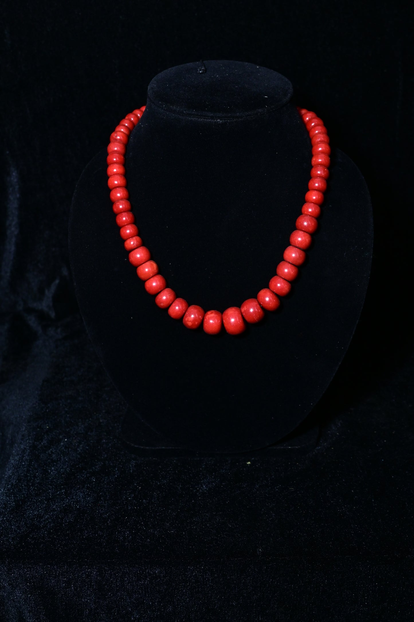 Classic Deep Red Graduated Beaded Necklace