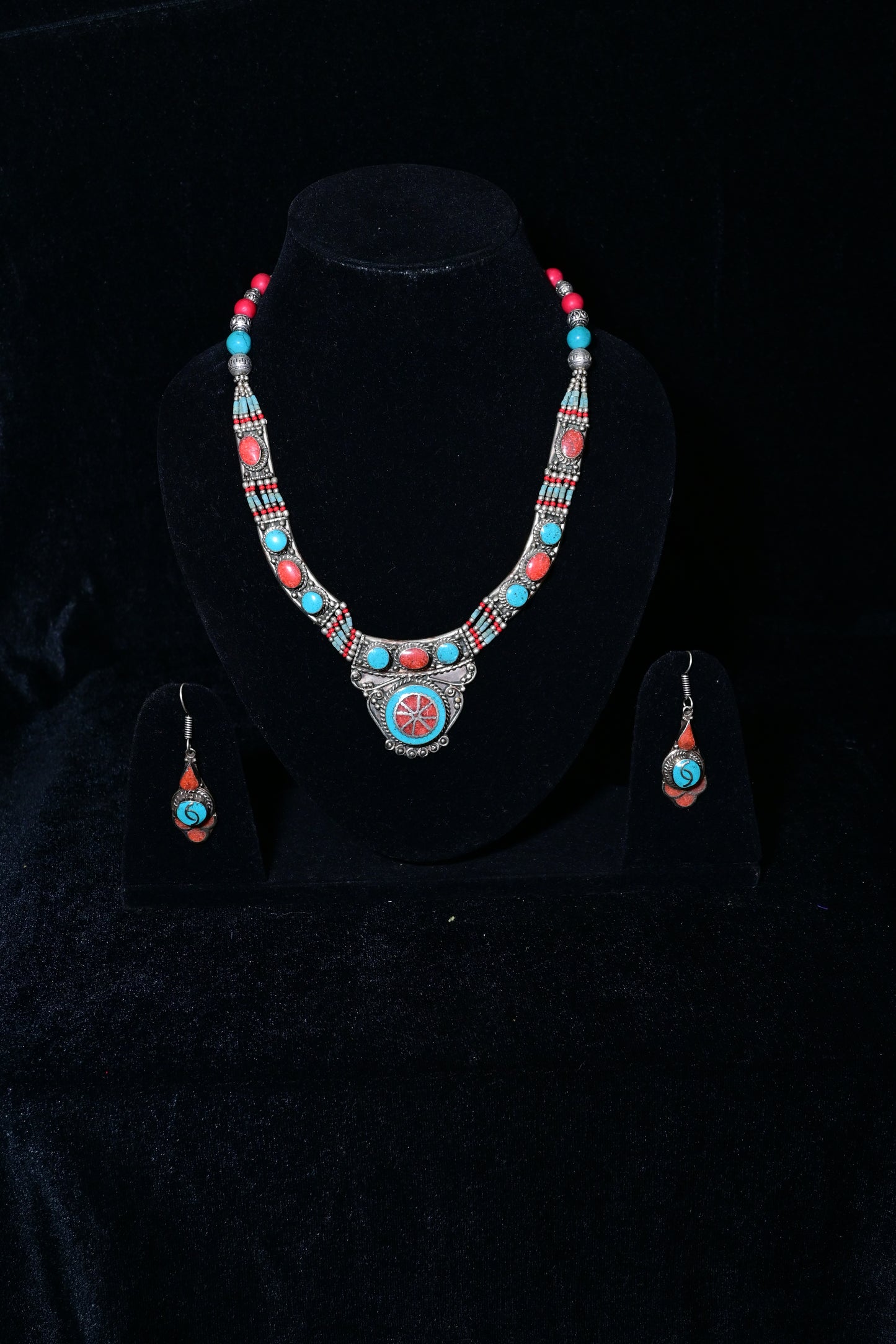 Coral & Turquoise Tibetan Jewelry Set