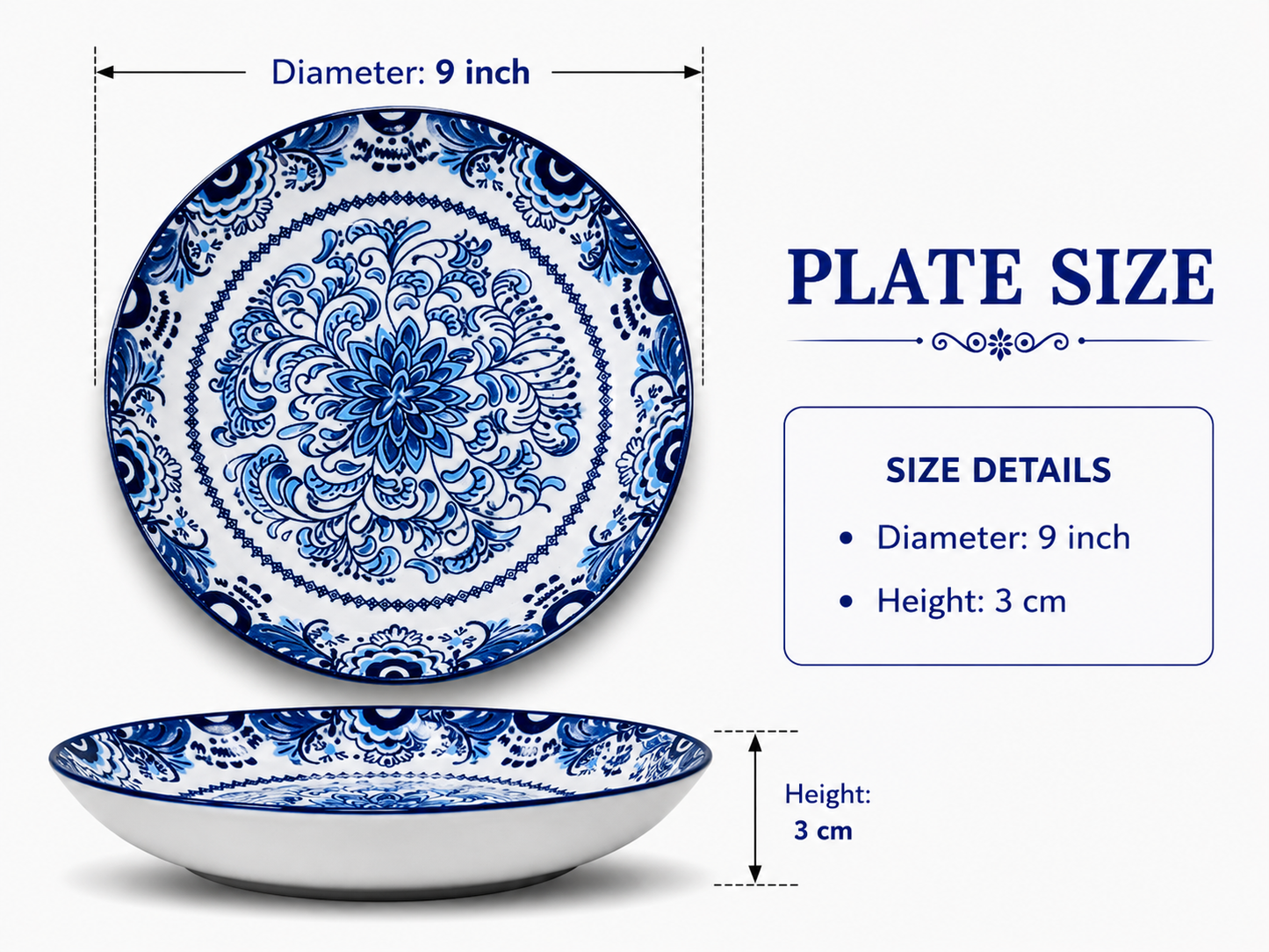 Blue Mandala Ceramic Serving Plate