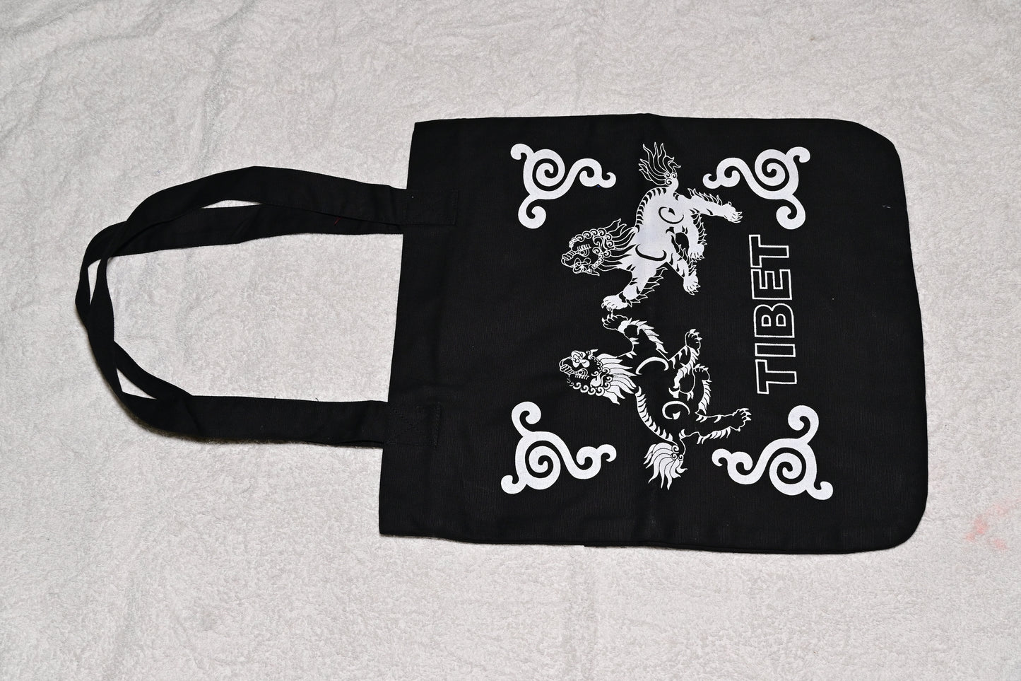 Black Snow Lion Tibet Tote Bag