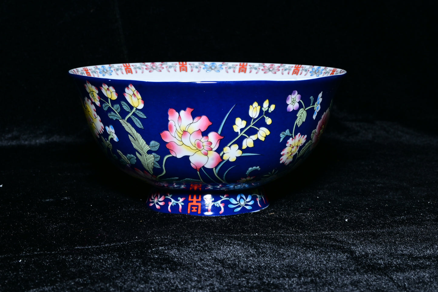 Gemini Thailand Black Floral Porcelain Decorative Bowl – Elegant Peony Edition