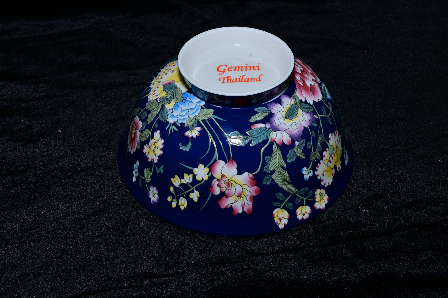 Gemini Thailand Black Floral Porcelain Decorative Bowl – Elegant Peony Edition