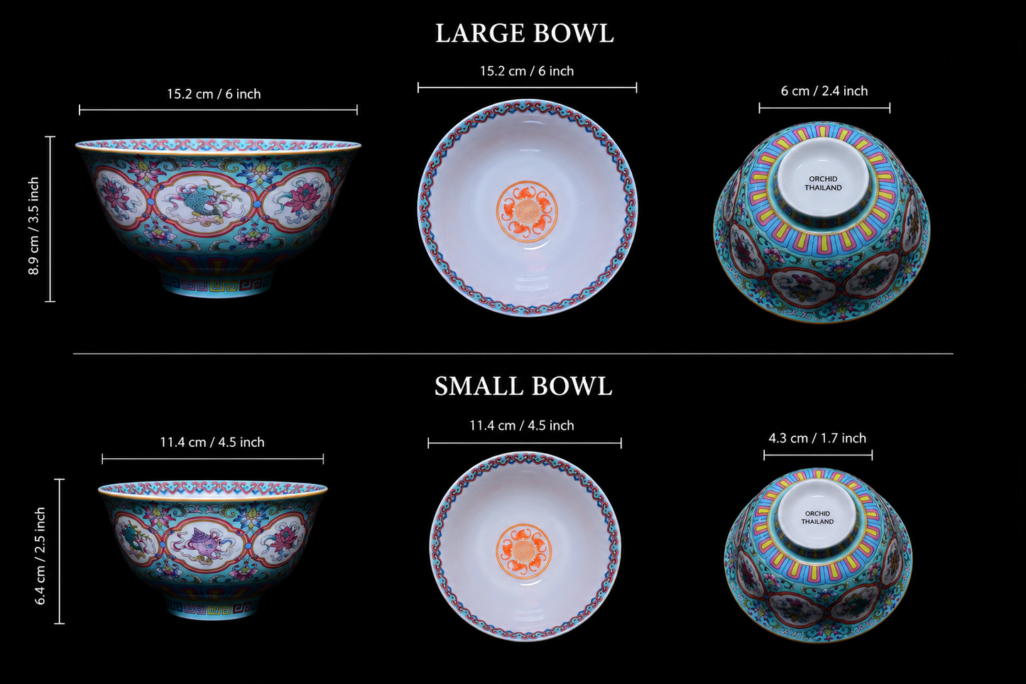 Orchid Thailand Handcrafted Porcelain Decorative Bowl – Traditional Asian Floral Motif