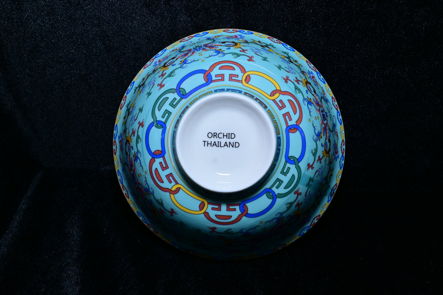 Orchid Thailand Porcelain Decorative Bowl – Light Blue Floral Happiness Motif Edition