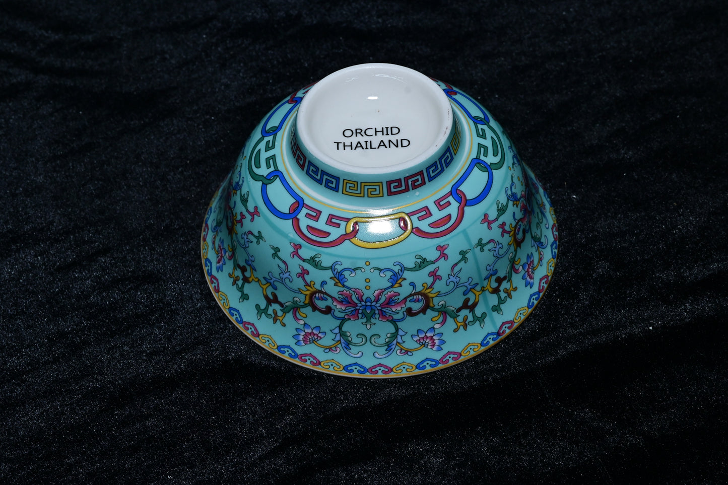 Orchid Thailand Porcelain Decorative Bowl – Light Blue Floral Happiness Motif Edition