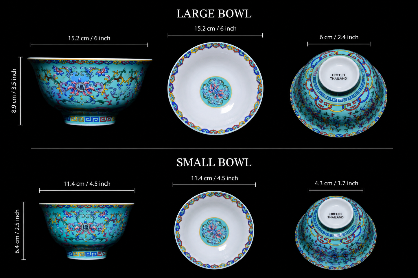 Orchid Thailand Porcelain Decorative Bowl – Light Blue Floral Happiness Motif Edition