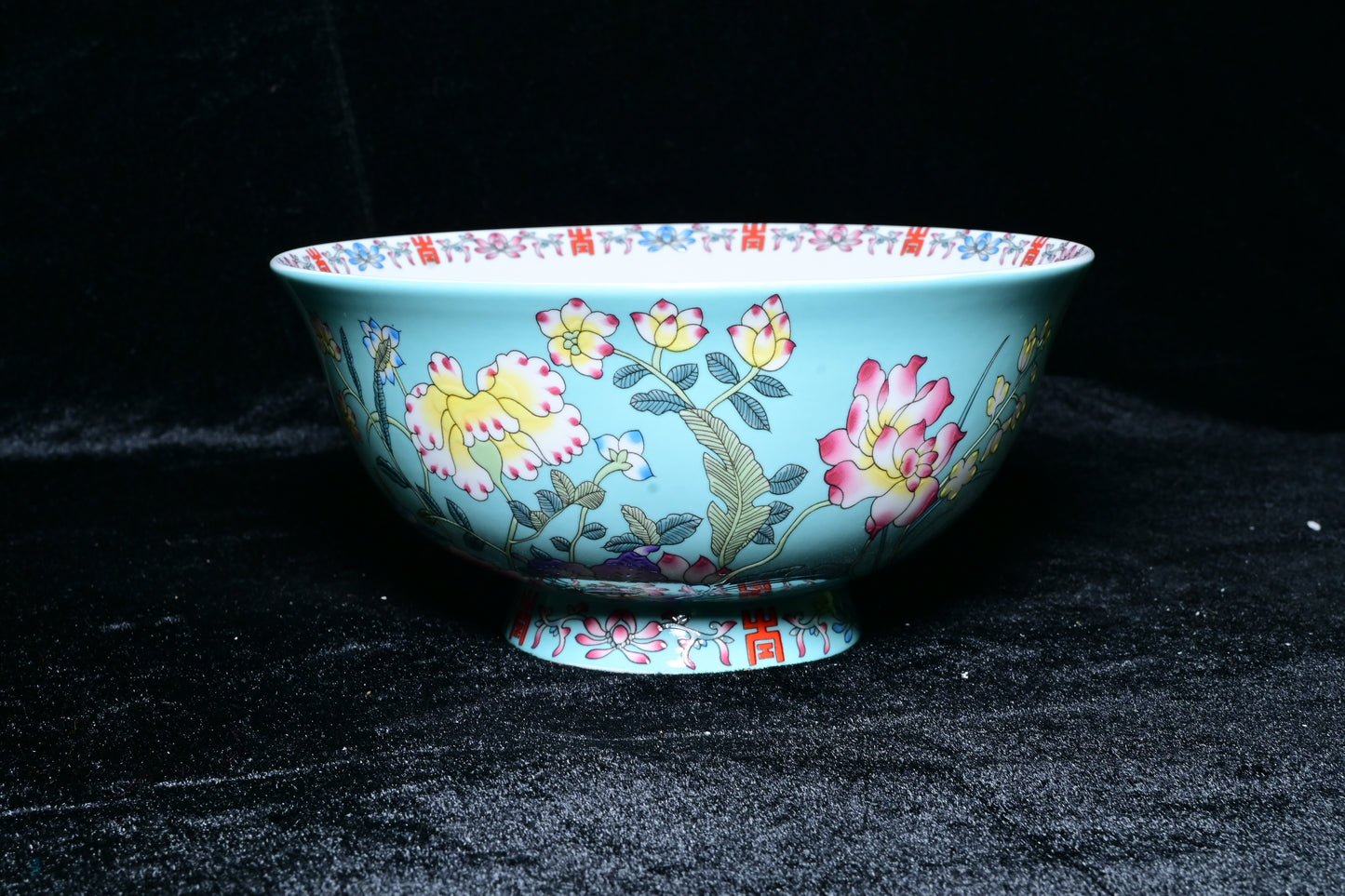 Gemini Thailand Black Floral Porcelain Decorative Bowl – Elegant Peony Edition