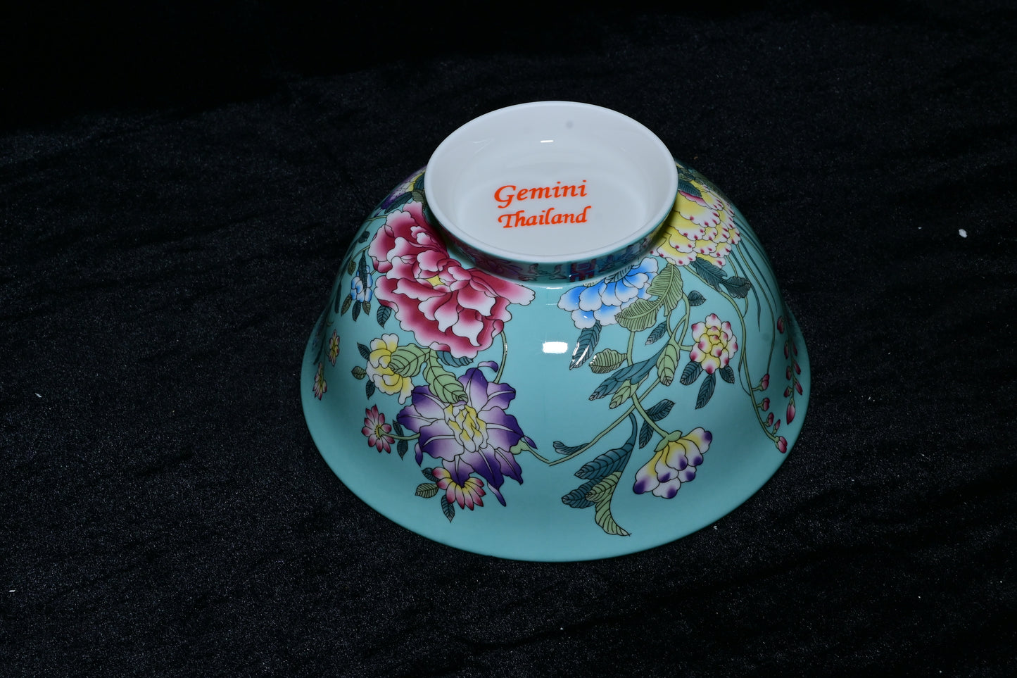 Gemini Thailand Black Floral Porcelain Decorative Bowl – Elegant Peony Edition