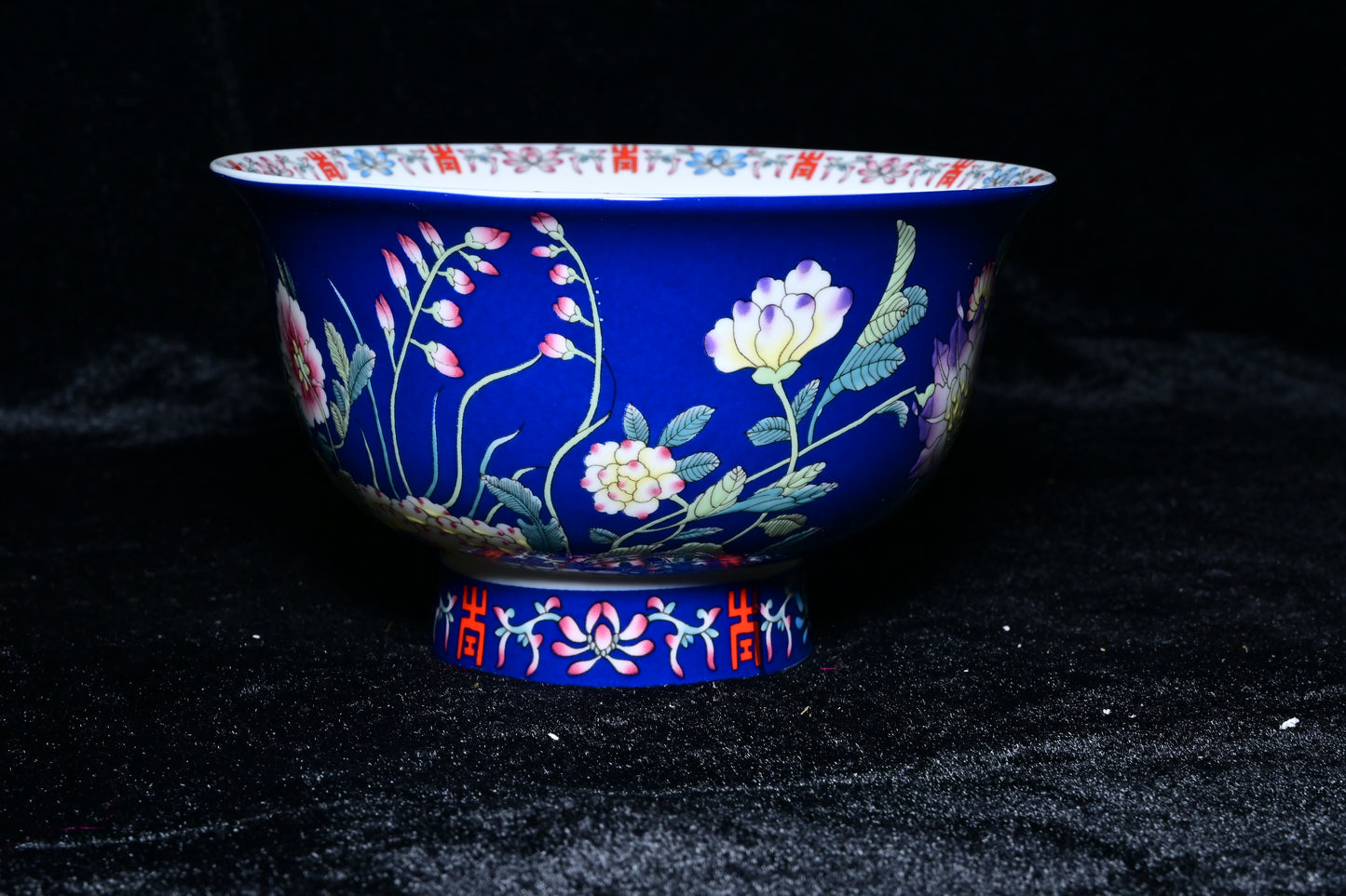 Gemini Thailand Black Floral Porcelain Decorative Bowl – Elegant Peony Edition