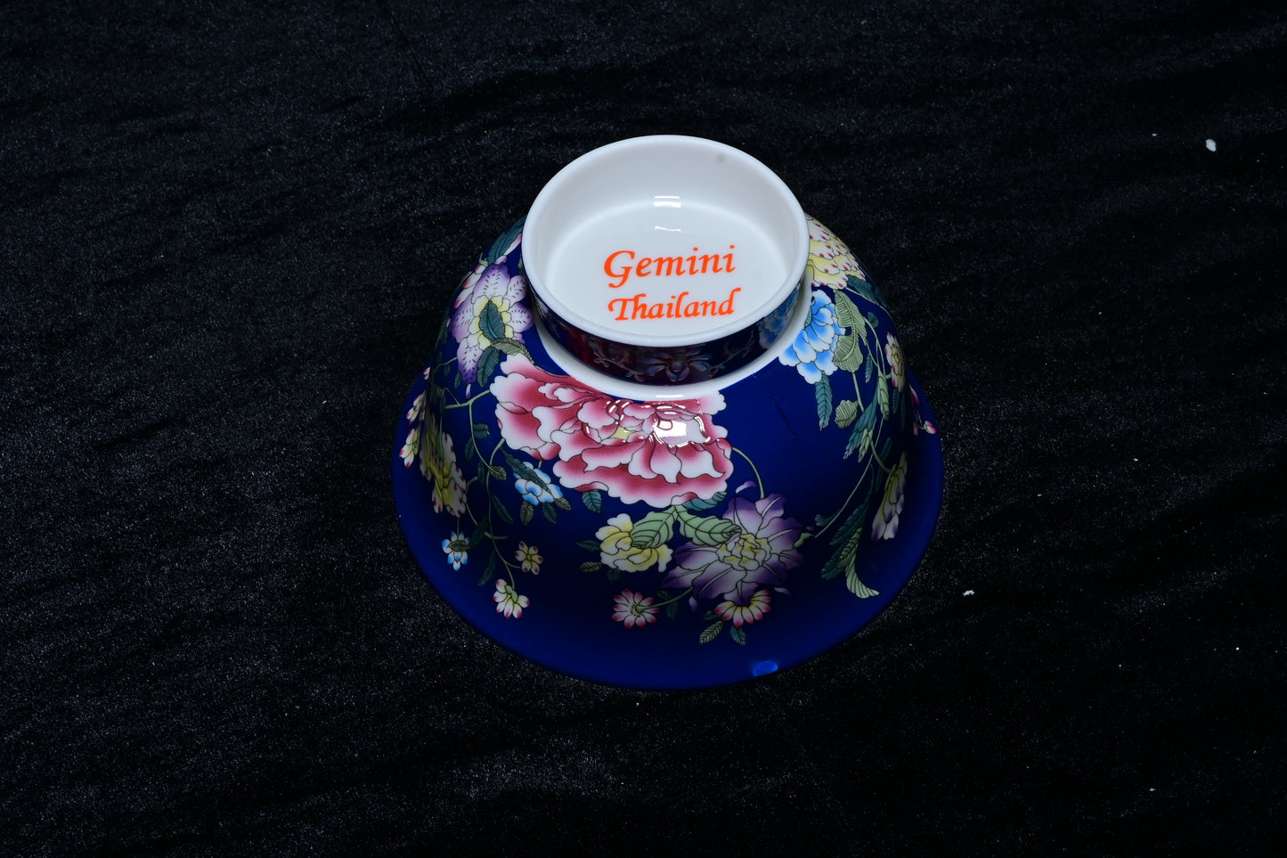 Gemini Thailand Black Floral Porcelain Decorative Bowl – Elegant Peony Edition