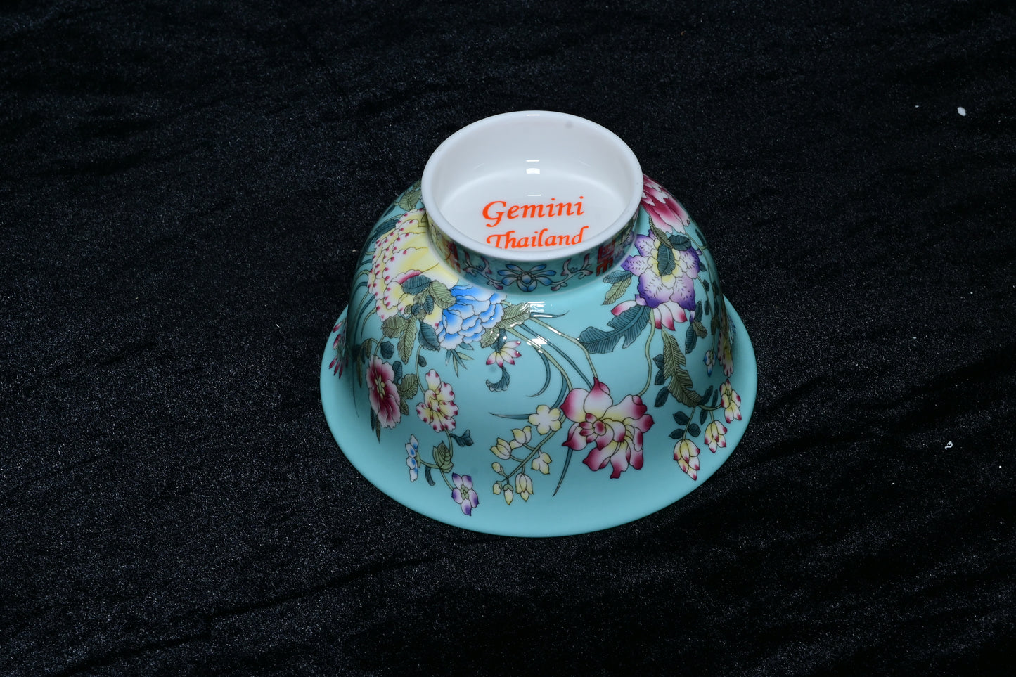 Gemini Thailand Black Floral Porcelain Decorative Bowl – Elegant Peony Edition