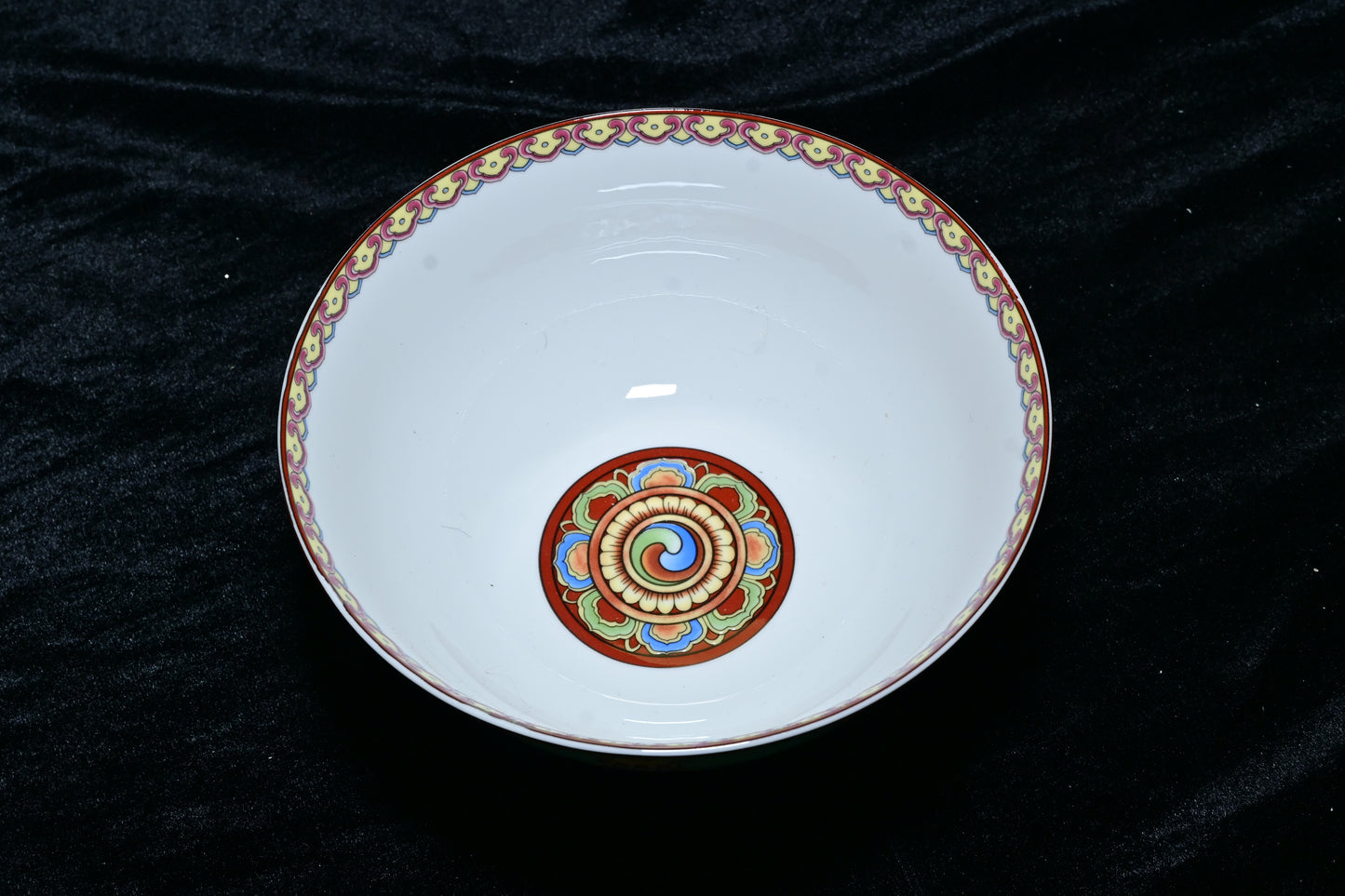 Tibetan Auspicious Symbol Porcelain Bowl – Luxury Ceramic Offering Bowl