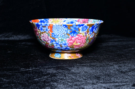 Multicolor Floral Porcelain Offering Bowl