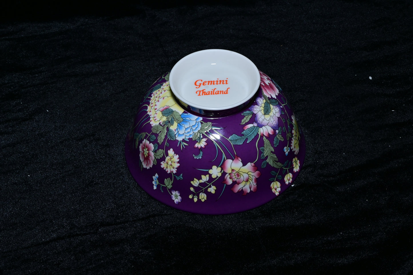 Gemini Thailand Black Floral Porcelain Decorative Bowl – Elegant Peony Edition