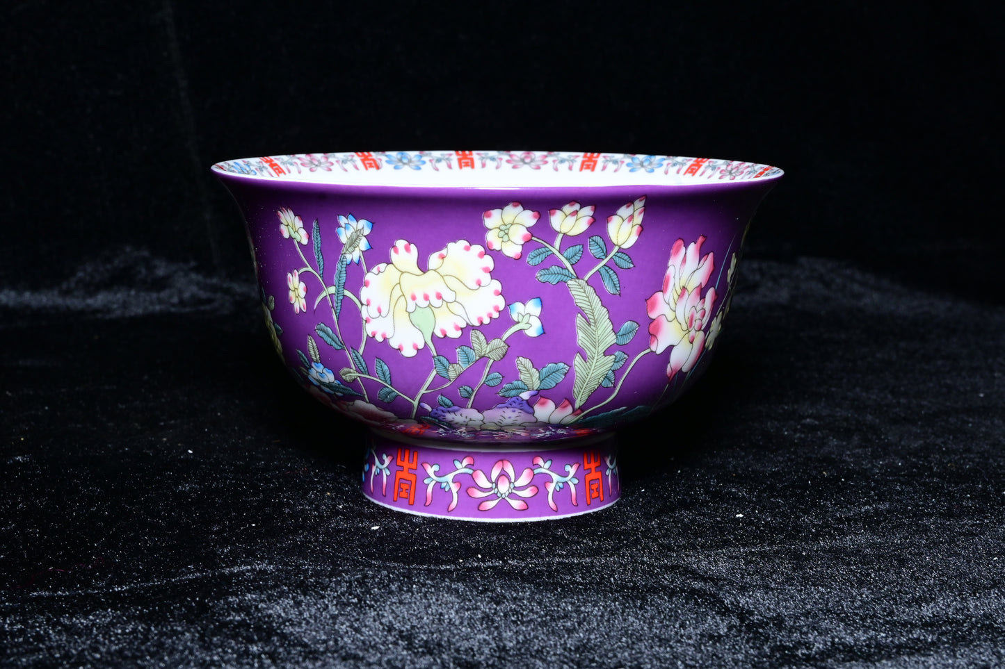Gemini Thailand Black Floral Porcelain Decorative Bowl – Elegant Peony Edition