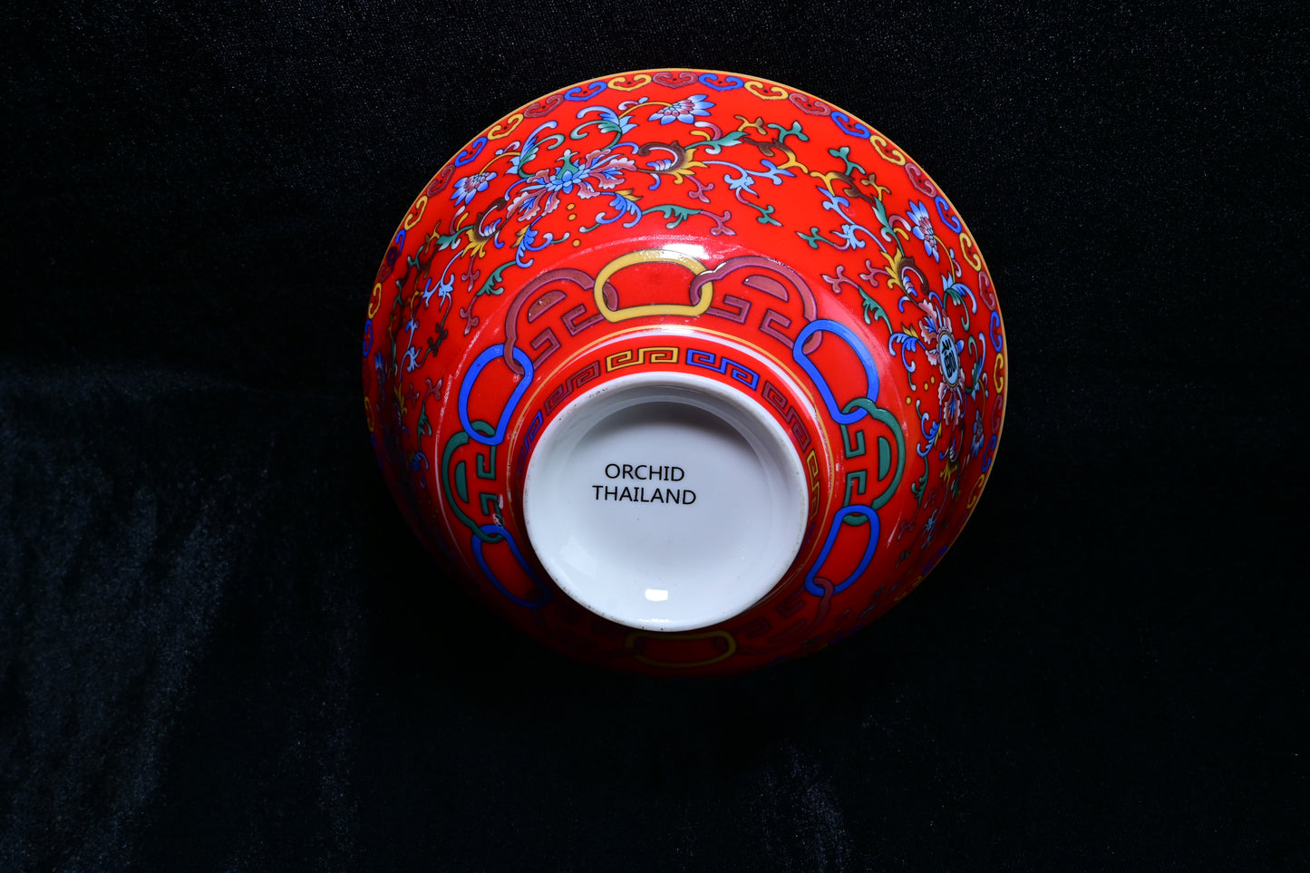 Orchid Thailand Porcelain Decorative Bowl – Light Blue Floral Happiness Motif Edition
