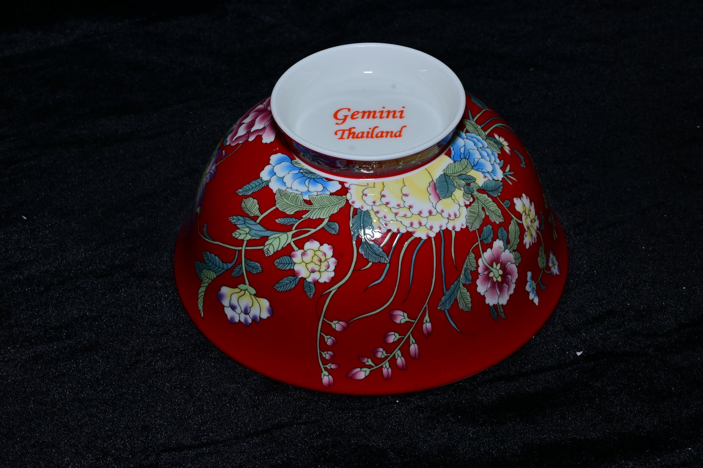 Gemini Thailand Black Floral Porcelain Decorative Bowl – Elegant Peony Edition