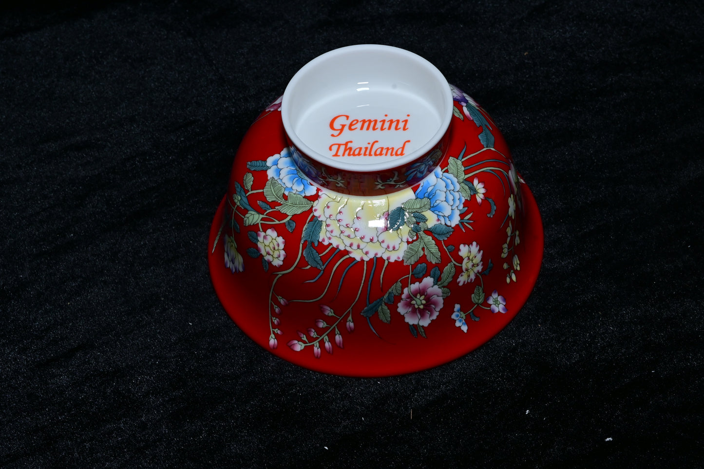 Gemini Thailand Black Floral Porcelain Decorative Bowl – Elegant Peony Edition