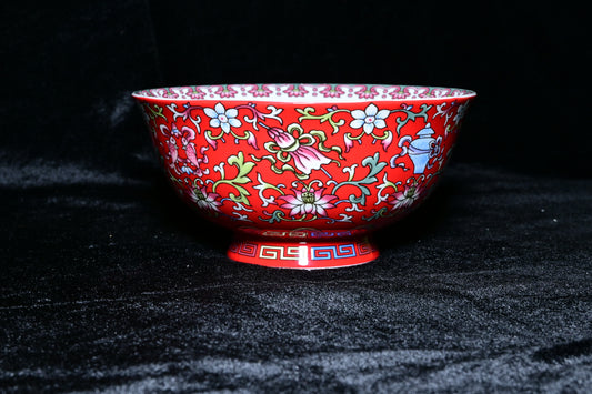 Imperial Floral Porcelain Bowl – Vibrant Oriental Lotus Edition