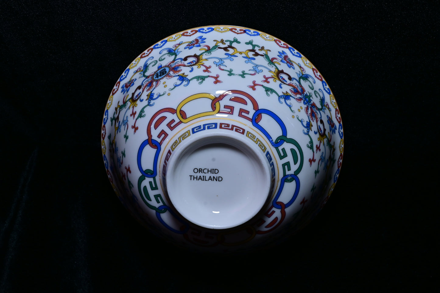 Orchid Thailand Porcelain Decorative Bowl – Light Blue Floral Happiness Motif Edition