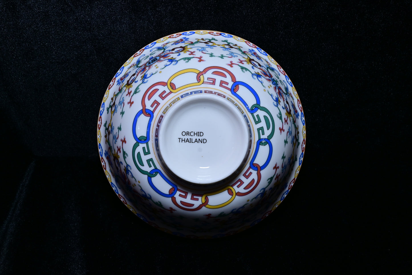 Orchid Thailand Porcelain Decorative Bowl – Light Blue Floral Happiness Motif Edition