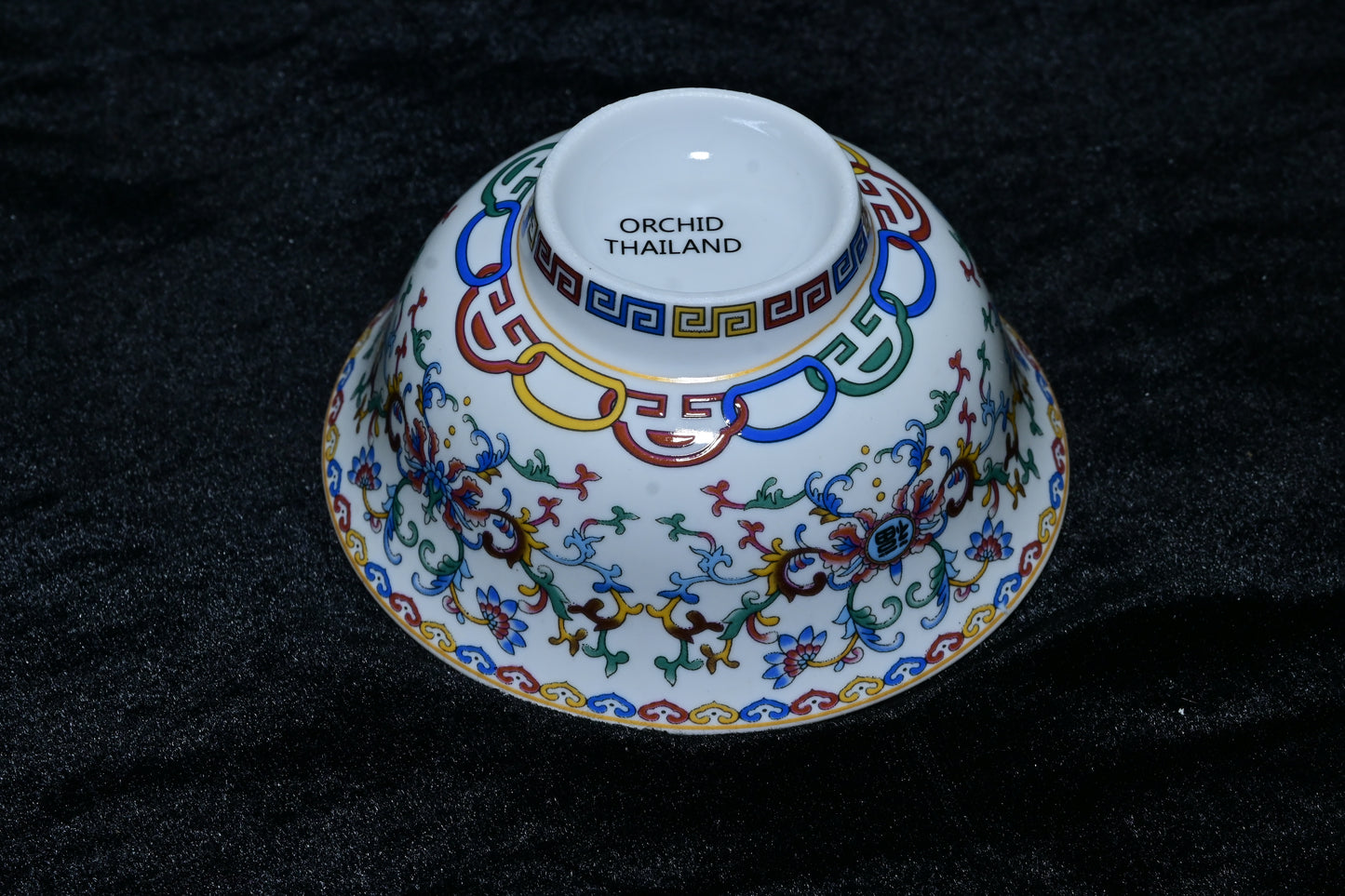 Orchid Thailand Porcelain Decorative Bowl – Light Blue Floral Happiness Motif Edition