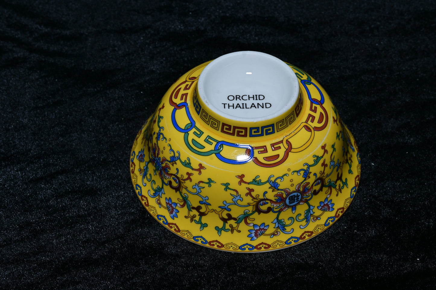 Orchid Thailand Porcelain Decorative Bowl – Light Blue Floral Happiness Motif Edition