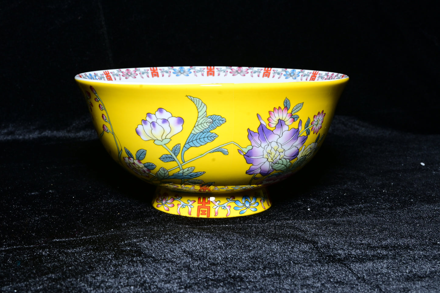 Gemini Thailand Black Floral Porcelain Decorative Bowl – Elegant Peony Edition