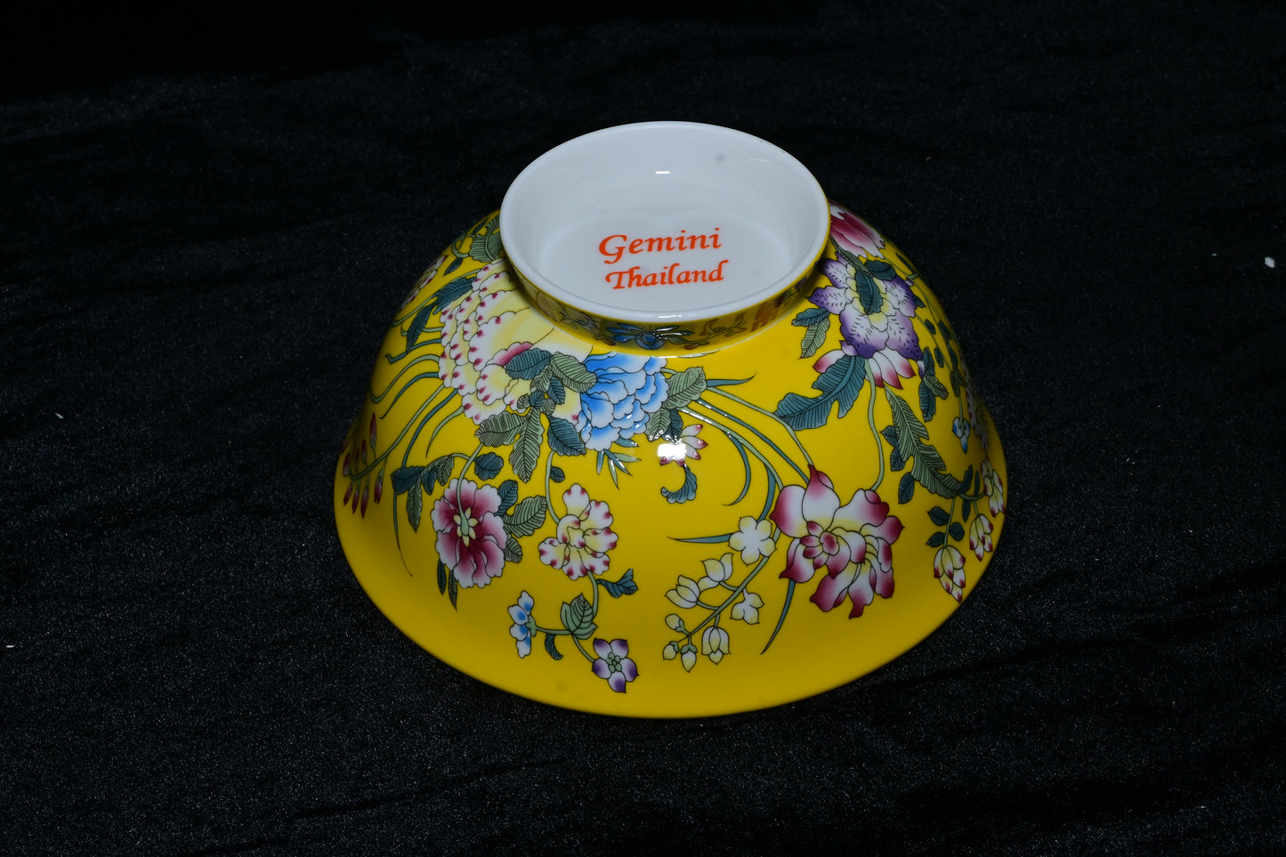 Gemini Thailand Black Floral Porcelain Decorative Bowl – Elegant Peony Edition