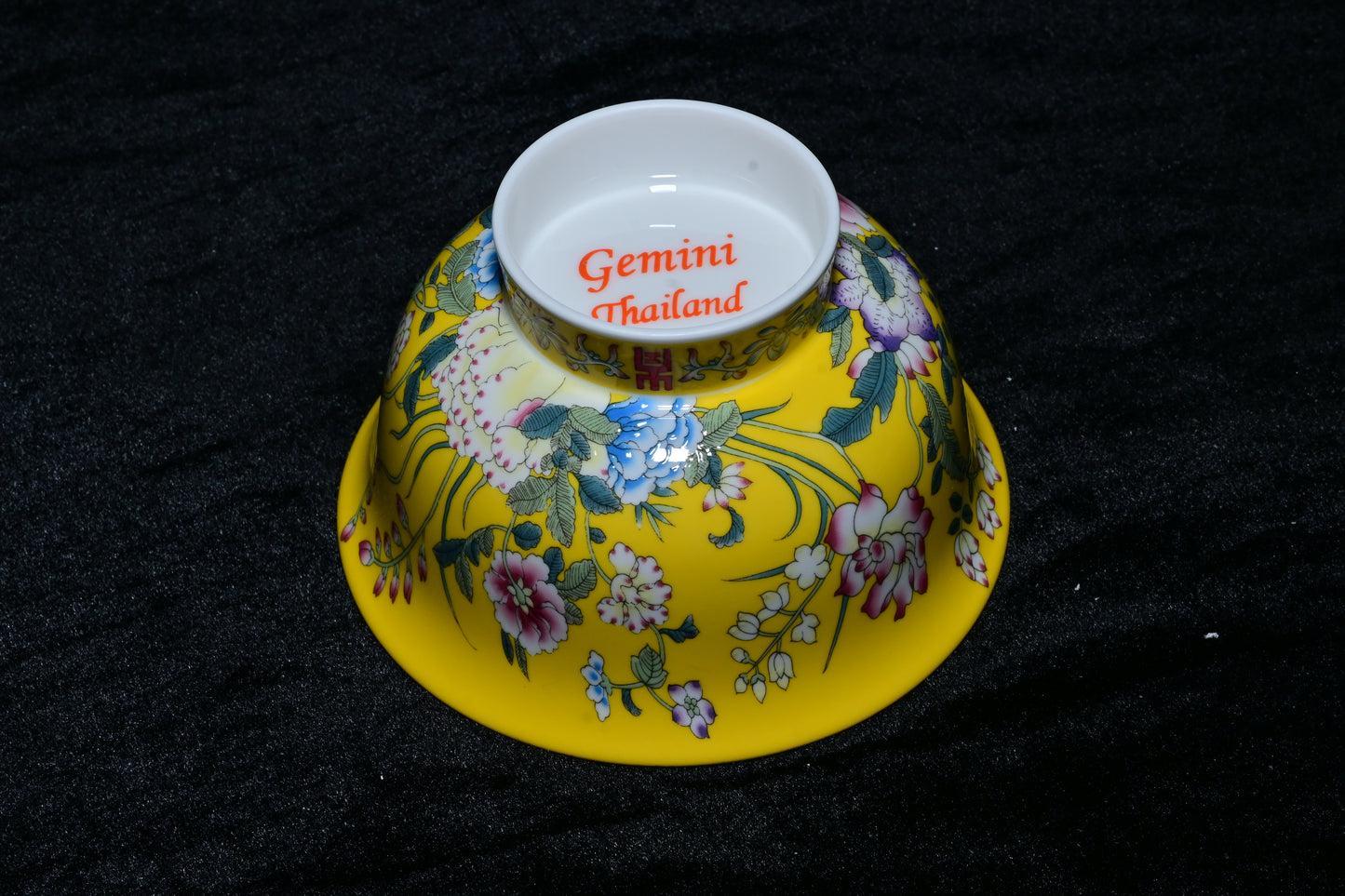 Gemini Thailand Black Floral Porcelain Decorative Bowl – Elegant Peony Edition