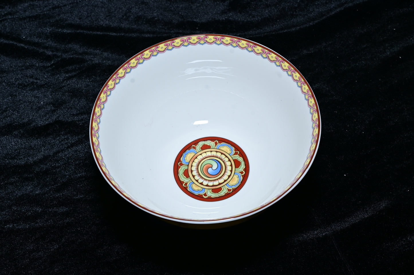 Tibetan Auspicious Symbol Porcelain Bowl – Luxury Ceramic Offering Bowl
