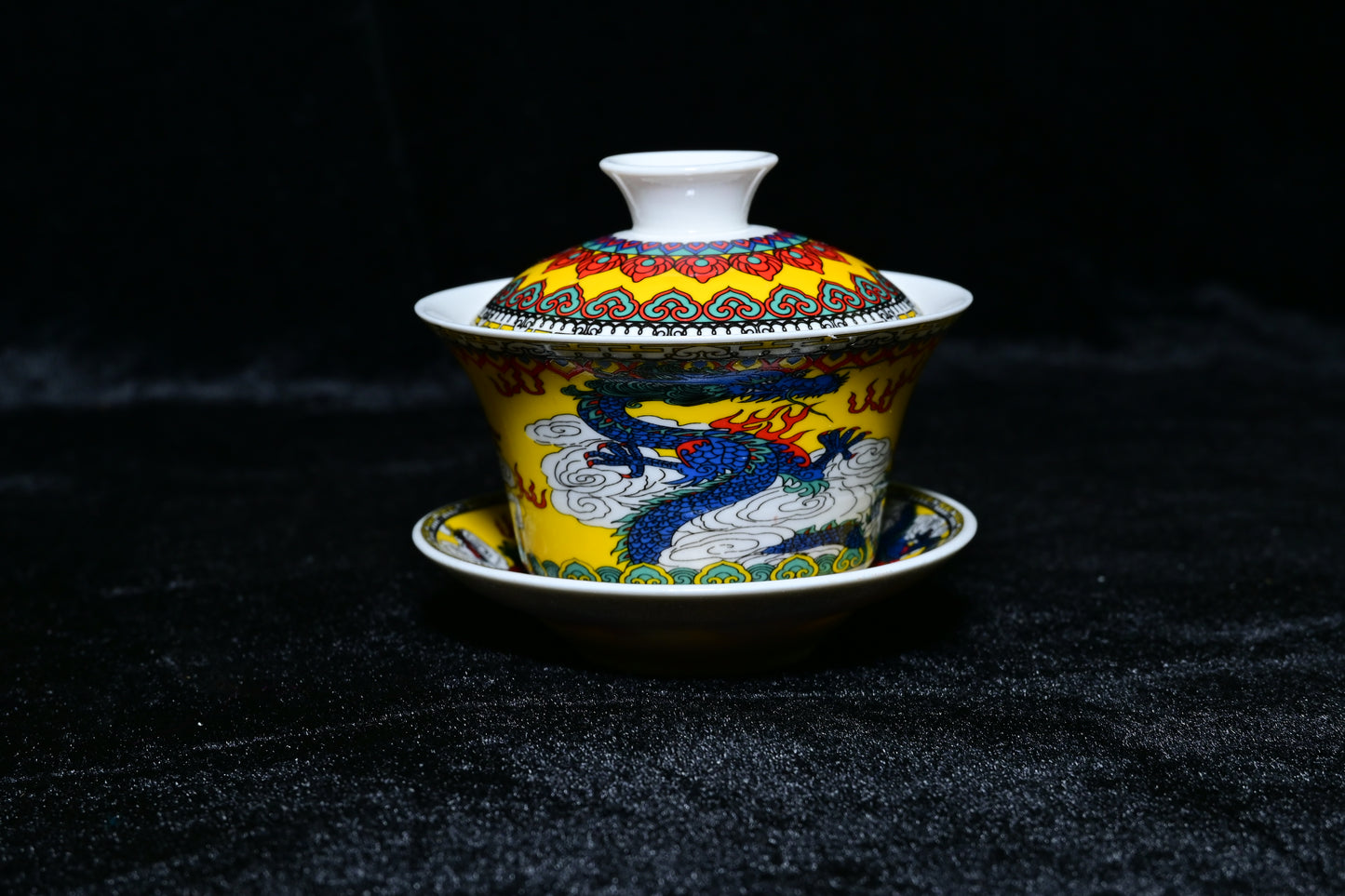 Yellow Dragon Porcelain Gaiwan Tea Cup Set