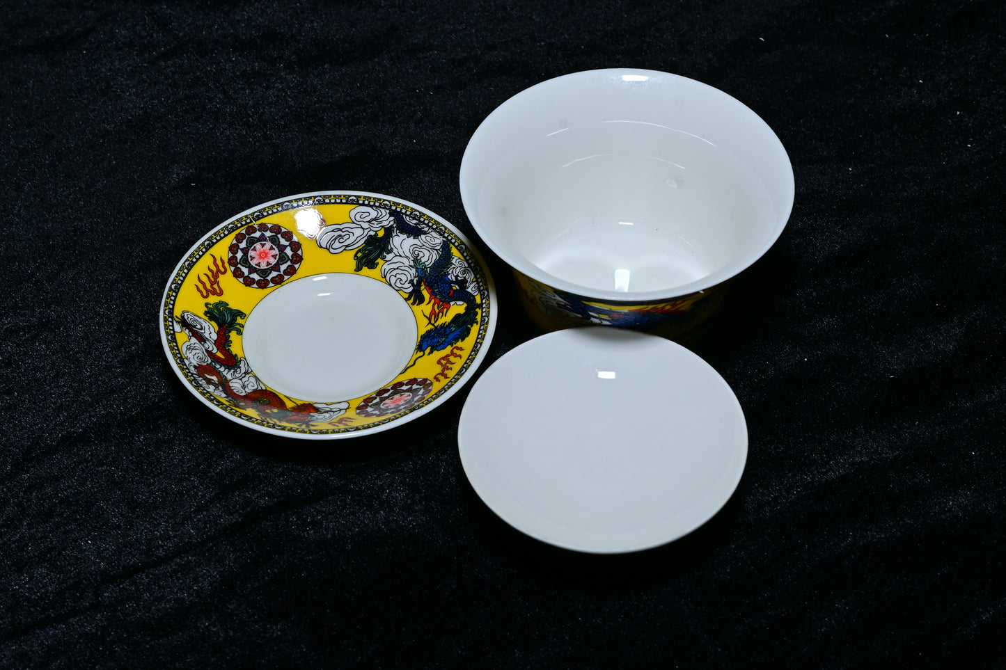 Yellow Dragon Porcelain Gaiwan Tea Cup Set