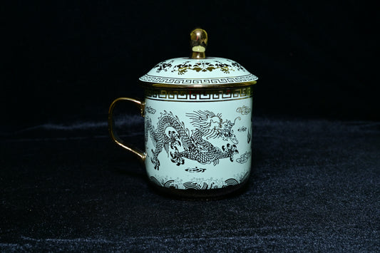 Dragon Design Ceramic Mug with Lid