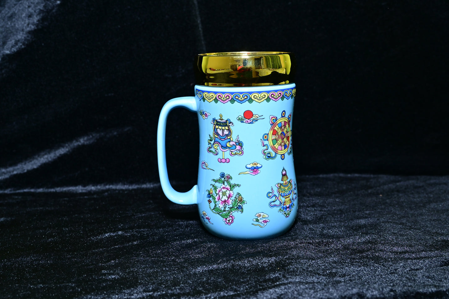 Floral Design Ceramic Mug with Lid