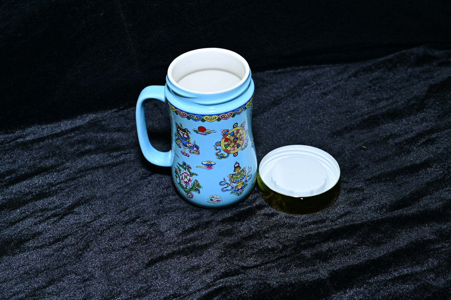 Floral Design Ceramic Mug with Lid