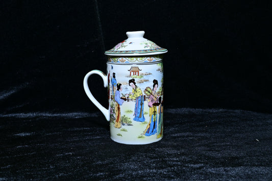 Traditional Ceramic Tea Infuser Mug with Lid