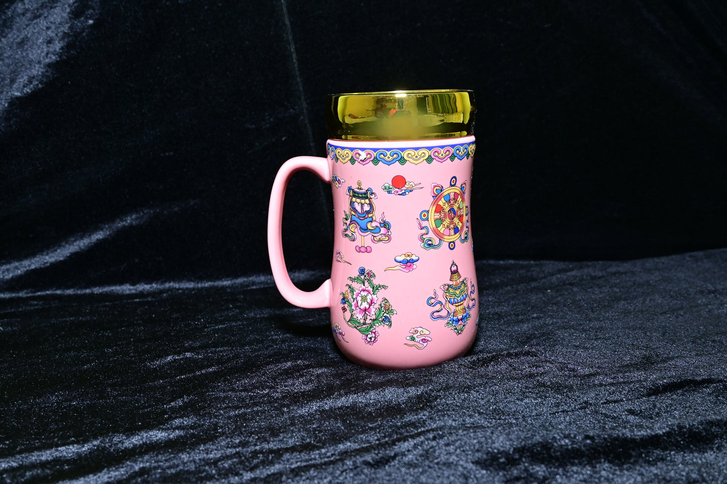 Floral Design Ceramic Mug with Lid