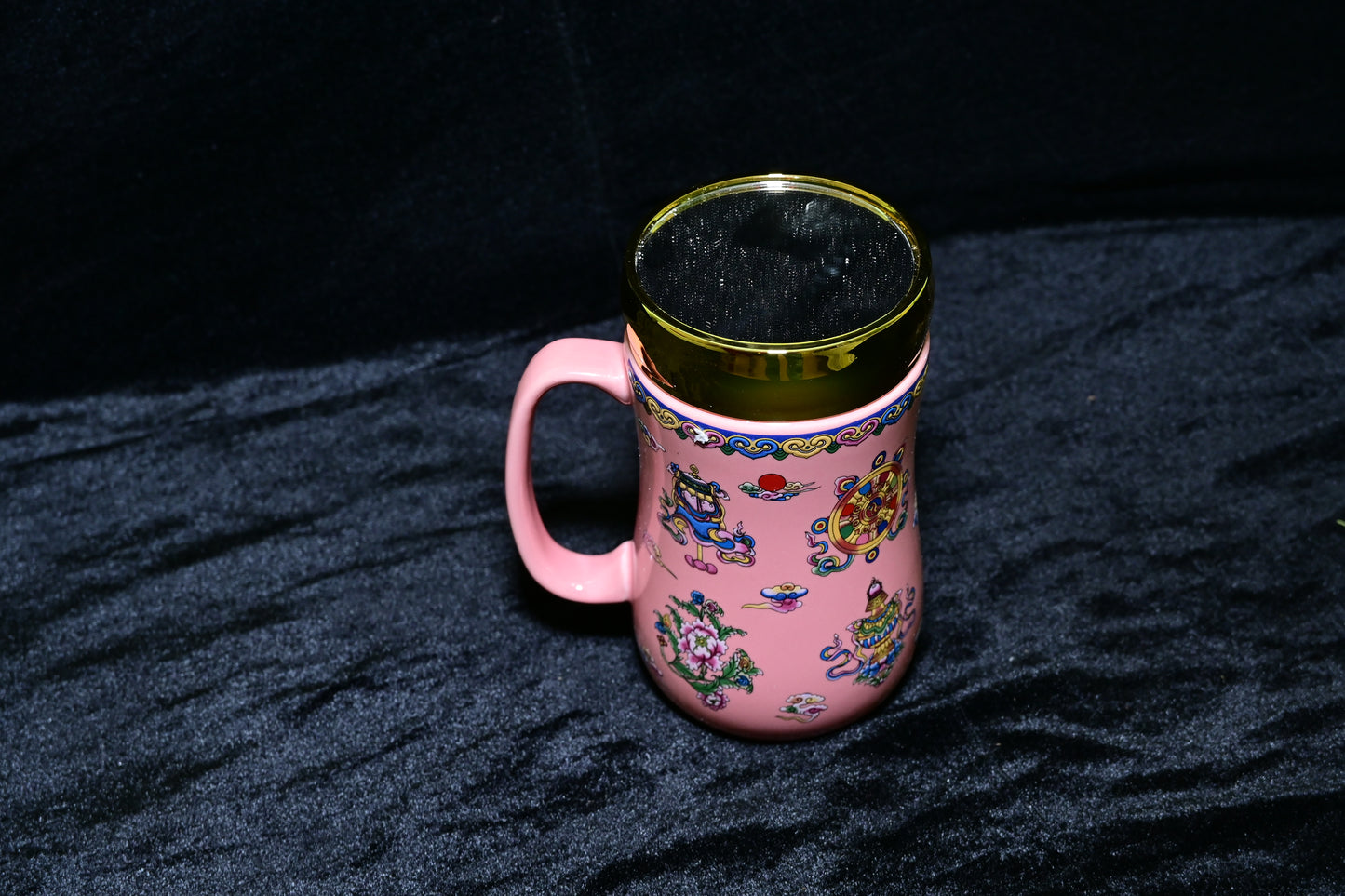 Floral Design Ceramic Mug with Lid