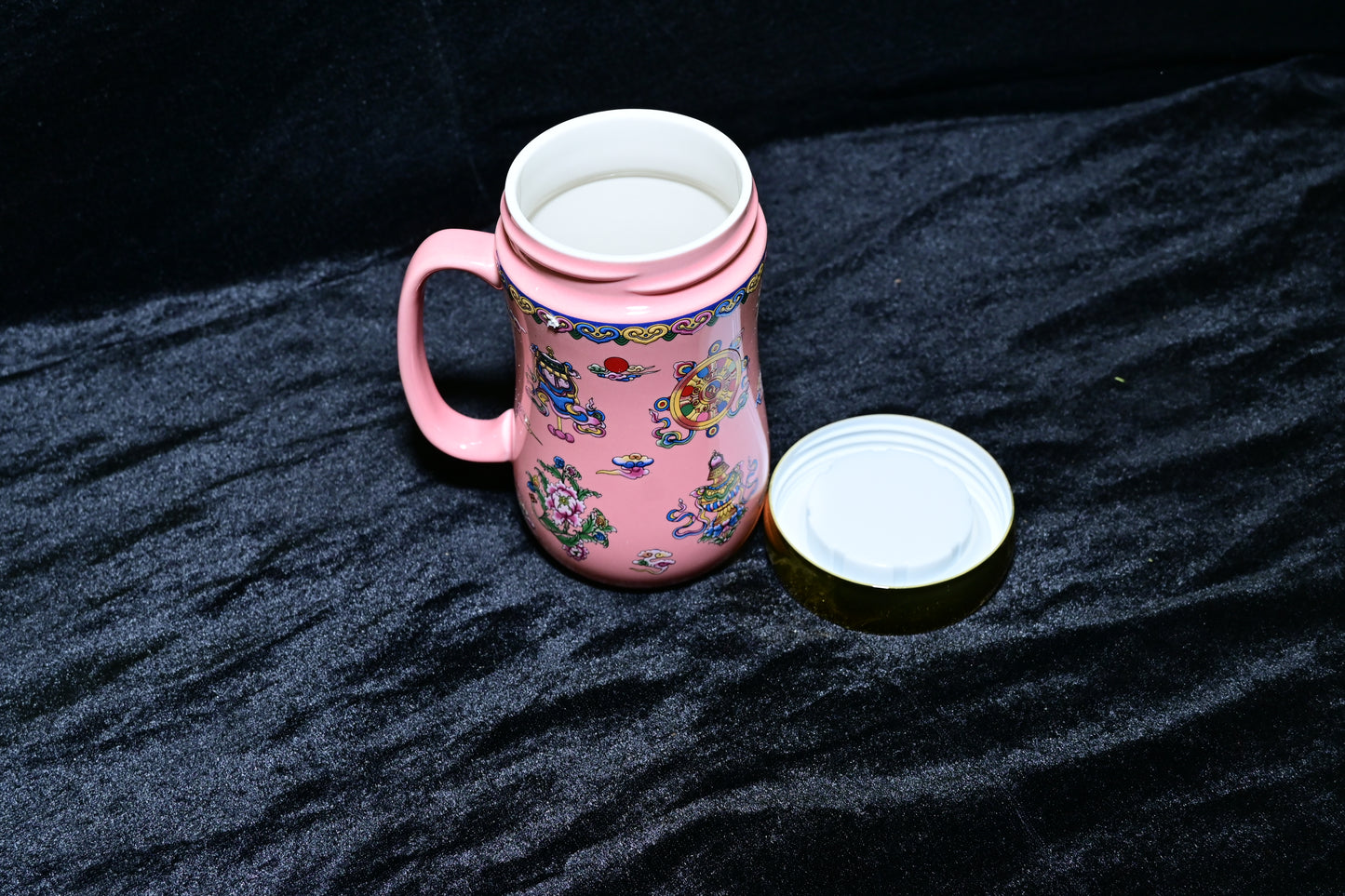 Floral Design Ceramic Mug with Lid