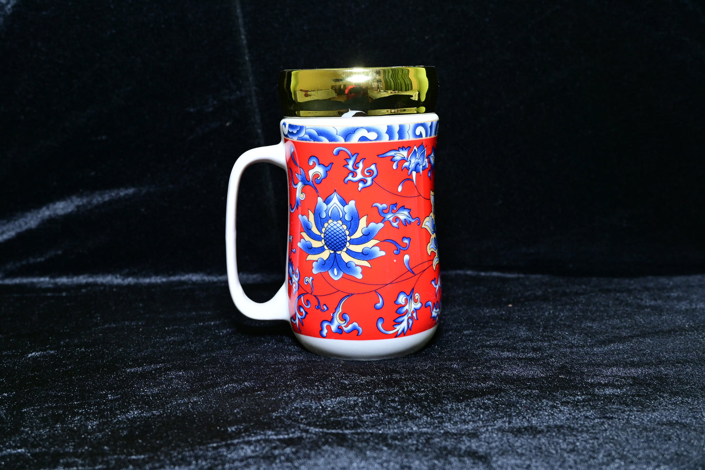 Floral Design Ceramic Mug with Lid