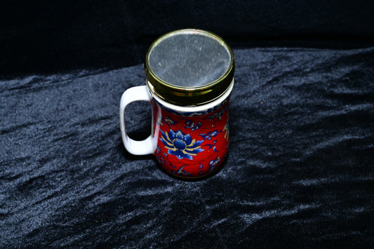 Floral Design Ceramic Mug with Lid