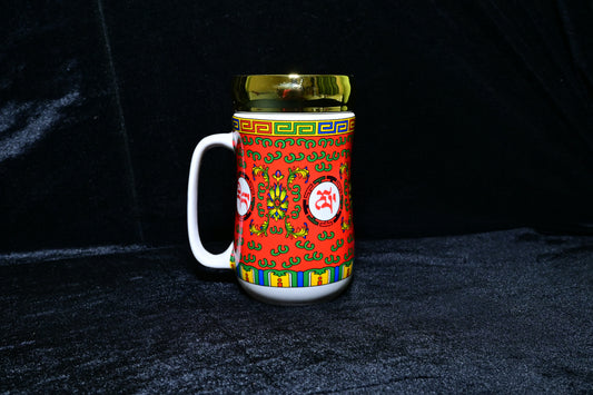 Traditional Design Ceramic Mug with Lid