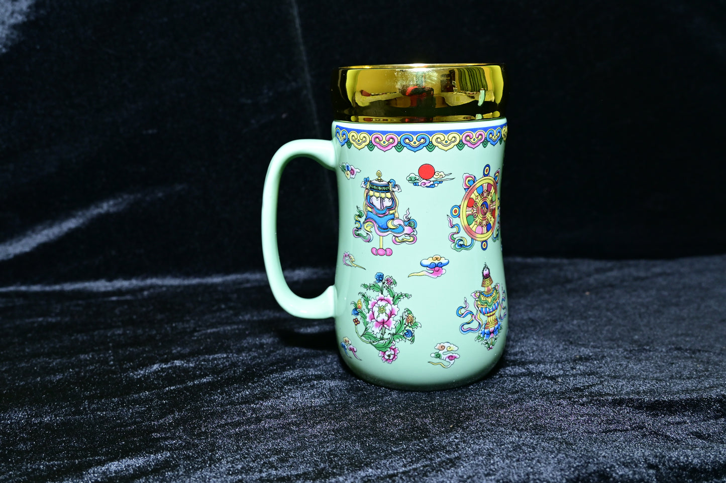 Floral Design Ceramic Mug with Lid