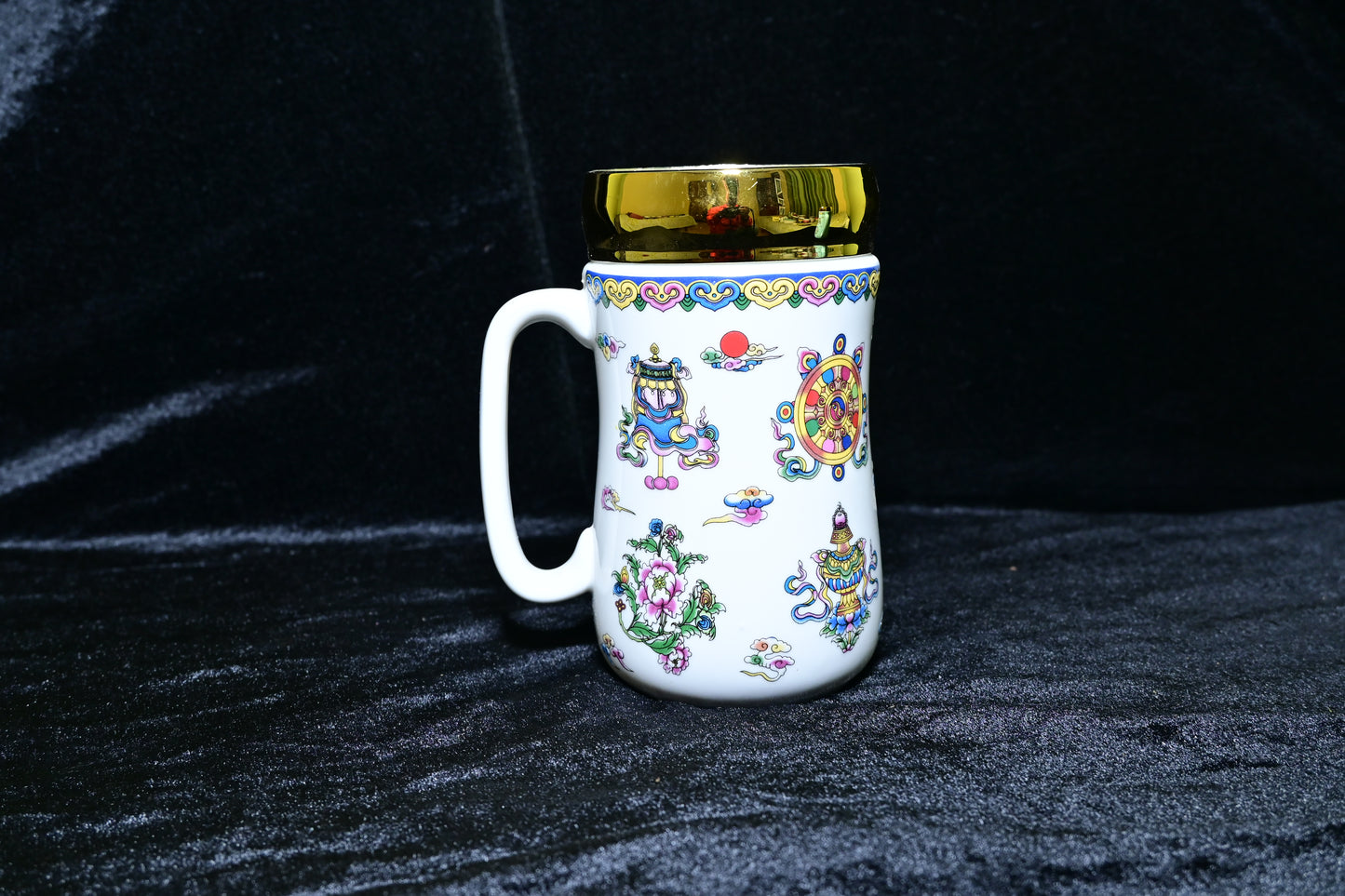Floral Design Ceramic Mug with Lid