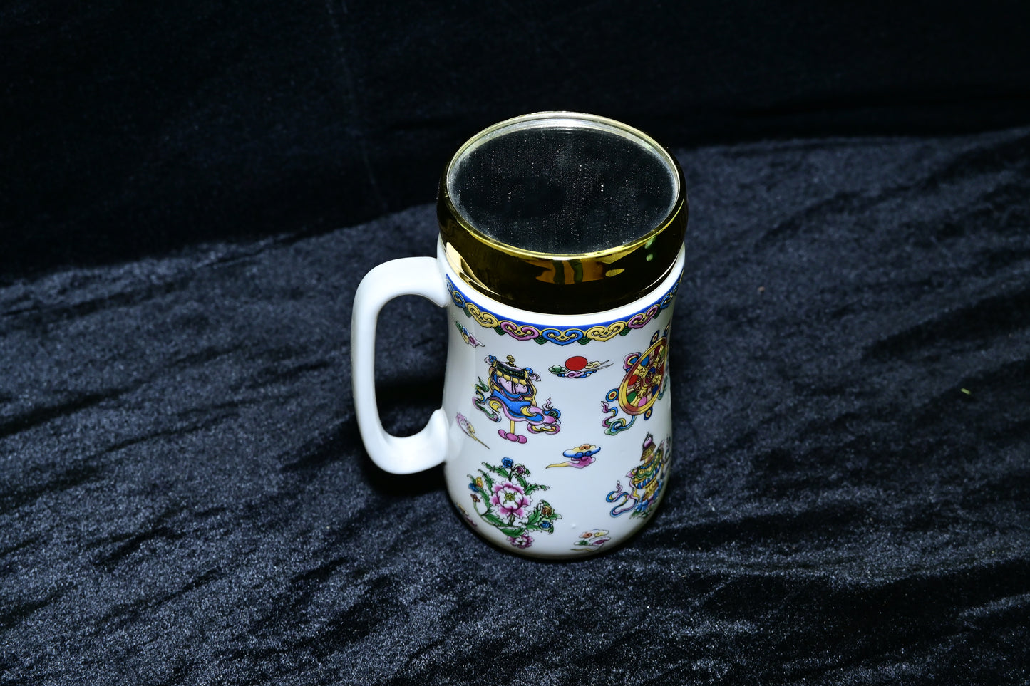 Floral Design Ceramic Mug with Lid