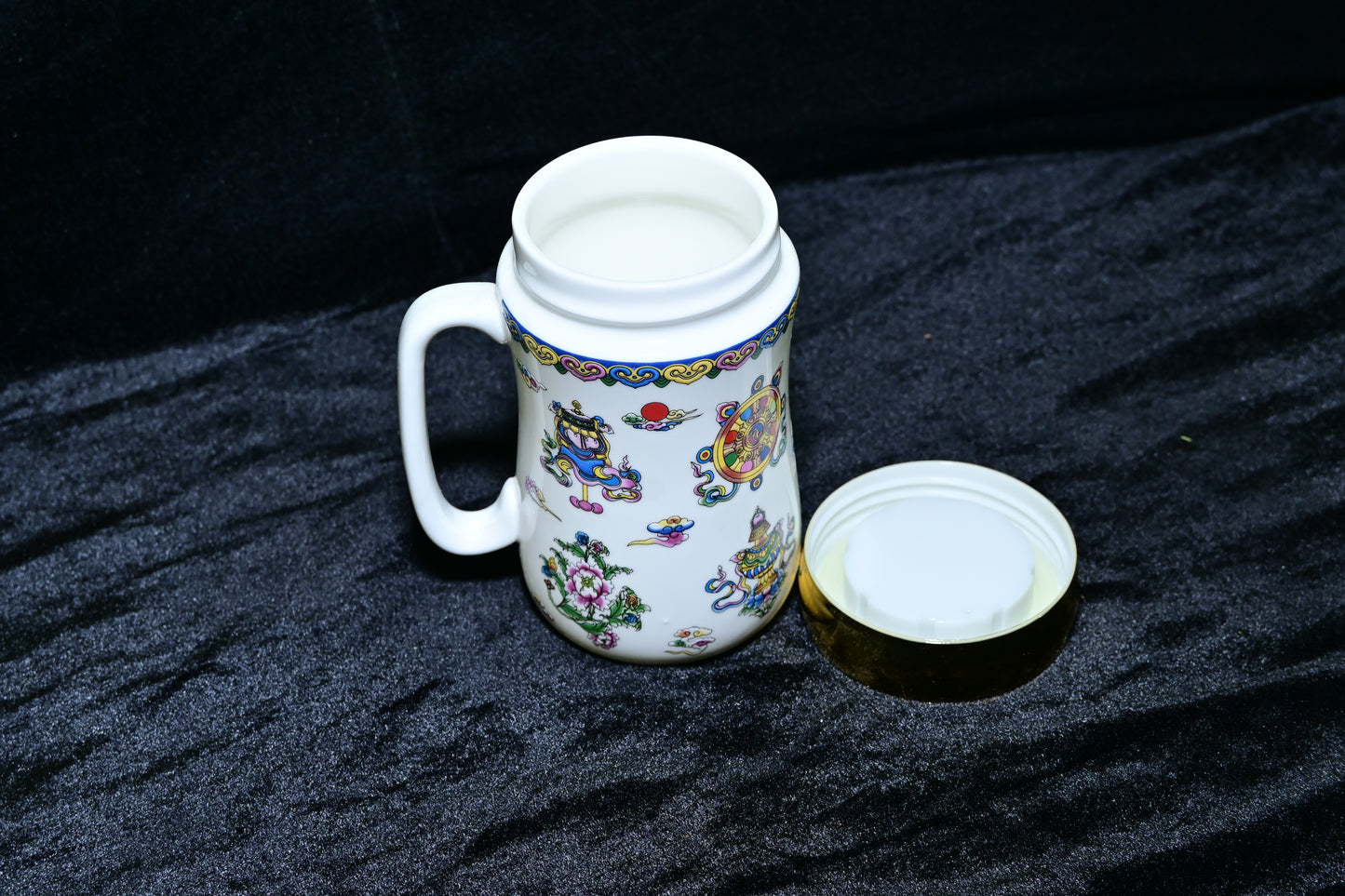 Floral Design Ceramic Mug with Lid
