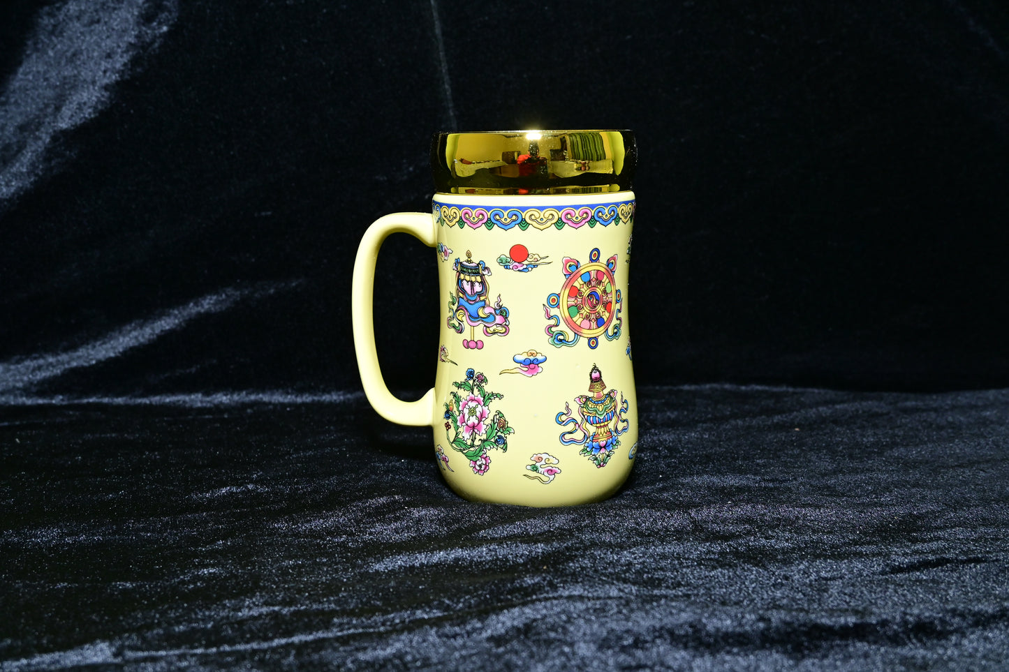 Floral Design Ceramic Mug with Lid
